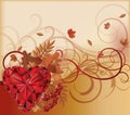 Autumn banner with ruby heart, vector Royalty Free Stock Photo