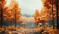 Autumn beauty yellow leaves, vibrant colors, tranquil meadow, sunset generated by AI Royalty Free Stock Photo