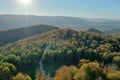 Autumn beech forests from a height, autumn in the mountains, autumn landscape in the mountains of Ukraine, Royalty Free Stock Photo