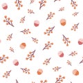 Autumn Berries and Acorns Seamless Pattern Background Royalty Free Stock Photo