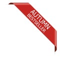 AUTUMN BESTSELLER - red corner ribbon banner on white background Royalty Free Stock Photo