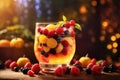 Autumn beverage mocktail with fresh fruits and berries. ai generative