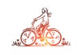 Autumn, bicycle, fall, park, ride concept. Hand drawn isolated vector.