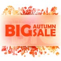 Autumn big sale - watercolor banner with orange folliage