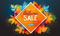 Autumn big sale watercolor poster with autumn leaves. Autumn background Royalty Free Stock Photo