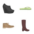 Autumn black shoes on a high platform, flip-flops green for relaxation, sandy men s autumn shoes, high brown boots