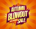 Autumn blowout sale, mega discounts, vector banner mockup
