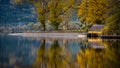 Autumn at the boathouse on Loch Ard Royalty Free Stock Photo