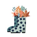 Autumn boots illustration with autumn leave inside