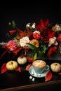 Autumn bouquet on black background with copy space Royalty Free Stock Photo