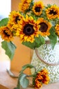 Autumn bouquet of flowers with sunflowers. Royalty Free Stock Photo