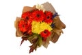 Autumn bouquet with orange and yallow flowers Royalty Free Stock Photo