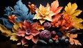 Autumn bouquet vibrant colors, floral pattern, nature beauty in composition generated by AI Royalty Free Stock Photo
