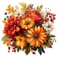 Autumn Bouquets PNG Clipart, Fall Flowers Instant Download