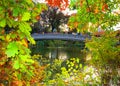 Autumn Bow Bridge over lake. Central Park New York City Royalty Free Stock Photo