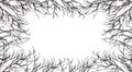 Autumn branches of trees silhouette, frame. Applied clipping mask. Vector illustration. Background for text