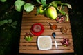 Autumn breakfast of porridge, oats, and fruit