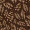 Autumn brown grain seamless vector pattern