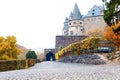 Autumn Burresheim Castle with royal ornamental garden