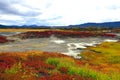 Autumn caldera of Uzon volcano. Kamchatka, Russia