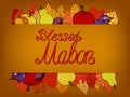 Autumn calligraphic greeting card - Blessed Mabon