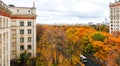 Autumn campus of famous Russian university in rainy Moscow