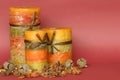 Autumn candle display Royalty Free Stock Photo