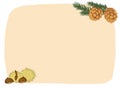 Autumn card, pine cone and chestnuts