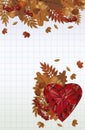 Autumn card with ruby heart, vector Royalty Free Stock Photo