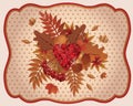Autumn card ruby heart vintage, vector Royalty Free Stock Photo