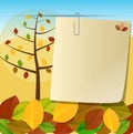 Autumn card and tree leaves