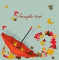 Autumn card with umbrella