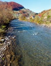 Autumn Carpathian mountain river Ukraine. Royalty Free Stock Photo