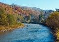 Autumn Carpathian mountain river Ukraine. Royalty Free Stock Photo