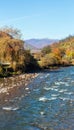 Autumn Carpathian mountain river Ukraine. Royalty Free Stock Photo