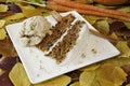 Autumn Carrot Cake and Ice Cream Royalty Free Stock Photo