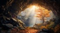 Autumn Cave: A Photorealistic Representation Of Nature\'s Spectacular Backdrop