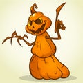 Autumn celebrations with cute scarecrow. Vector illustration of cartoon pumpkin head Royalty Free Stock Photo