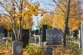 Autumn cemetery overlooking the Orthodox Church Royalty Free Stock Photo