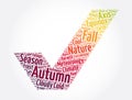 Autumn check mark word cloud collage, concept background Royalty Free Stock Photo