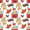 Autumn cherry jam seamless pattern