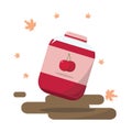 autumn cherry jam. Vector illustration decorative design