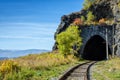 Autumn Circum-Baikal Railway on south lake Baikal Royalty Free Stock Photo