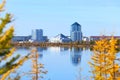 Nadym city on an autumn day in the North of Western Siberia
