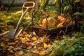 Autumn Cleaning In The Backyard Garden, Closeup. Generative AI