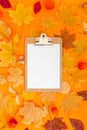 Autumn clipboard mockup with fall leaves