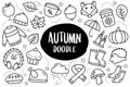 Autumn collection set doodle style. Autumn season hand drawn icon