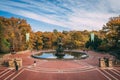 Autumn color at the Bethesda Fountain, in Central Park, Manhattan, New York City Royalty Free Stock Photo