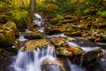 Autumn color and cascades on Stoney Fork, near the Blue Ridge Pa Royalty Free Stock Photo