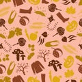 Autumn color icons seamless vector pattern
